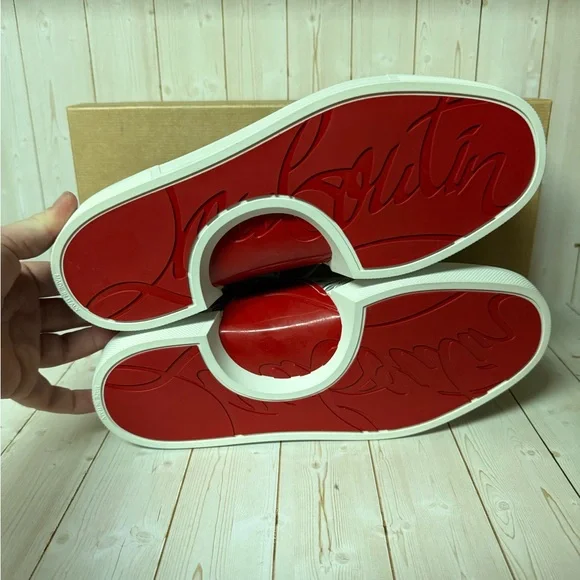 Christian Louboutin Adolon Logo Print Lace Up Sneaker White/Black sz 44 / 11 - Picture 12 of 12